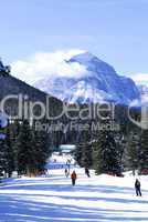 Skiing in mountains