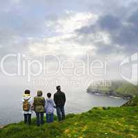 Family visiting Cape St. Mary's Ecological Bird Sanctuary in Newfoundland