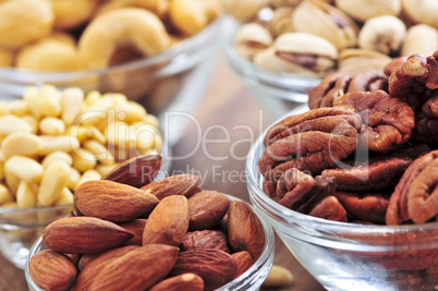 Bowls of assorted nuts