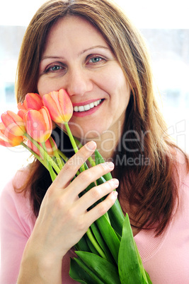 Mature woman with flowers