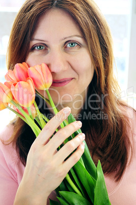 Mature woman with flowers