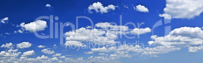 Panoramic blue sky with white clouds