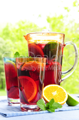 Fruit punch in pitcher and glasses