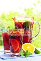 Fruit punch in pitcher and glasses