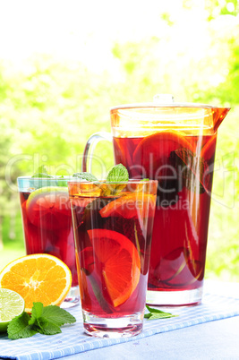 Fruit punch in pitcher and glasses