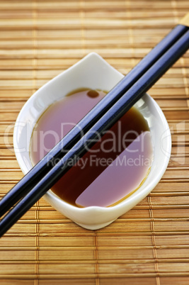 Soy sauce with chopsticks