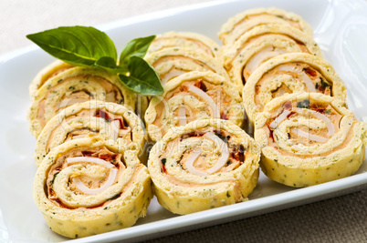 Mini sandwich spiral roll appetizers