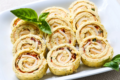 Mini sandwich spiral roll appetizers