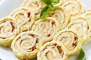 Mini sandwich spiral roll appetizers