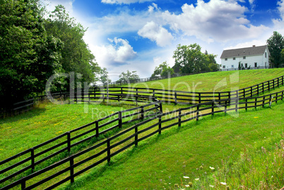 Rural landscape farmhouse