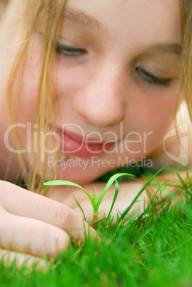Girl and seedling