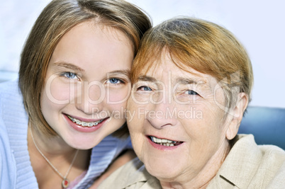 Granddaughter visiting grandmother