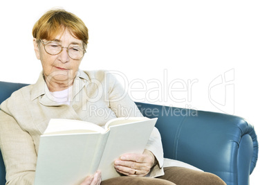 Old woman reading book