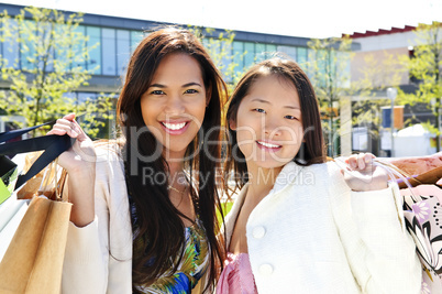 Young girlfriends shopping