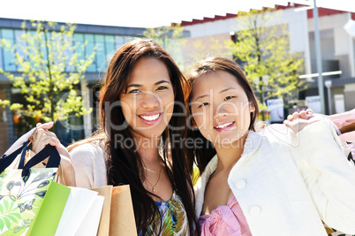 Young girlfriends shopping