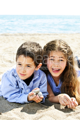 Brother and sister at beach