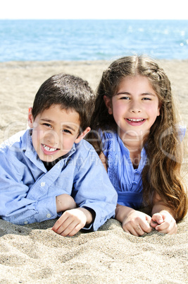 Brother and sister at beach