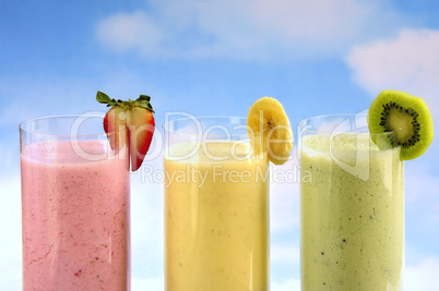 Assorted fruit smoothies