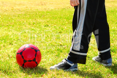 Playing soccer