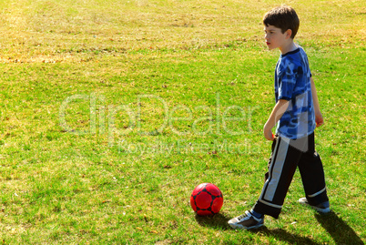 Playing soccer