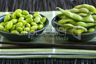 Soy beans in bowls