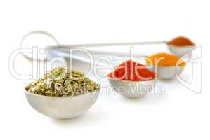 Spices in measuring spoons