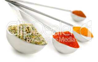 Spices in measuring spoons