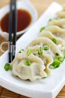 Steamed dumplings and soy sauce