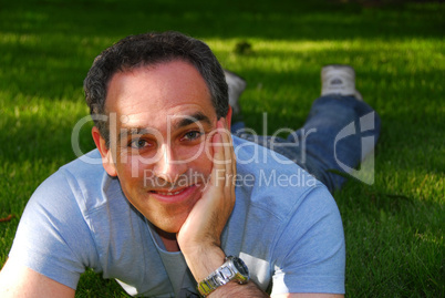 Man relaxing outside