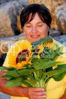 Mature woman flowers