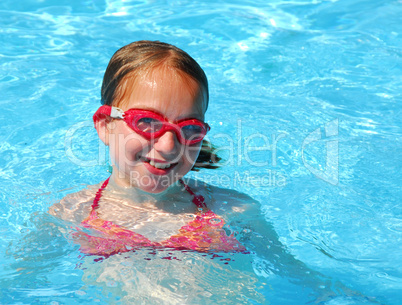 Girl swim pool