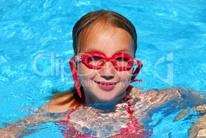 Girl swim pool