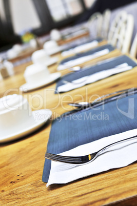 Table setting in a restaurant