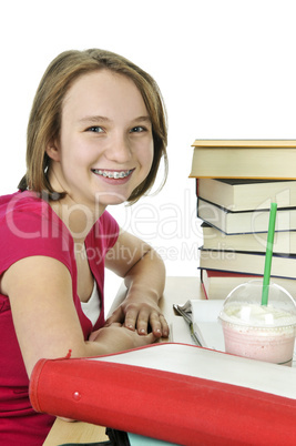 Teenage girl with milkshake