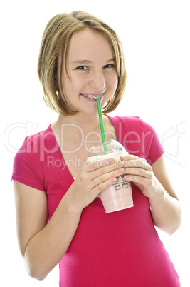 Teenage girl with milkshake