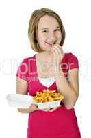 Teenage girl with french fries