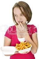 Teenage girl with french fries