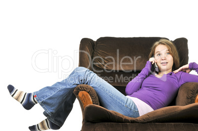 Teenage girl talking on a phone