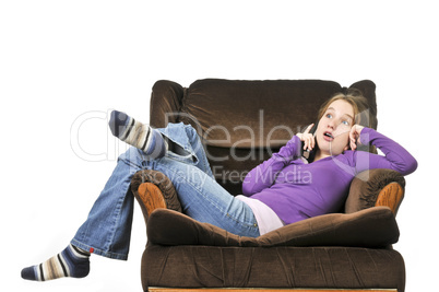 Teenage girl talking on a phone