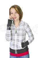 Teenage girl talking on phone