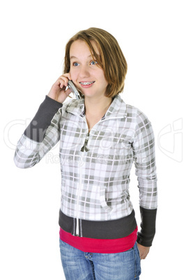 Teenage girl talking on phone