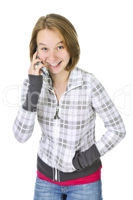 Teenage girl talking on phone