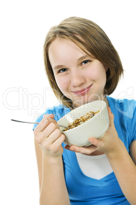 Girl eating cereal