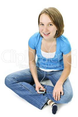 Teenage girl listening to music