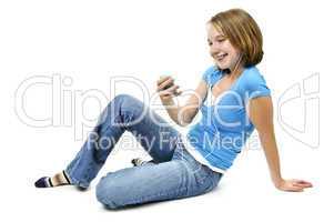 Teenage girl listening to music