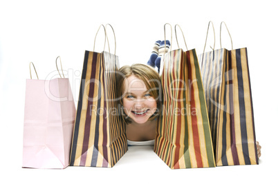 Teenage girl with shopping bags