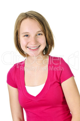 Teenage girl smiling with braces