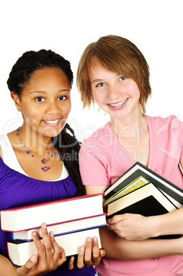 Girl holding text books