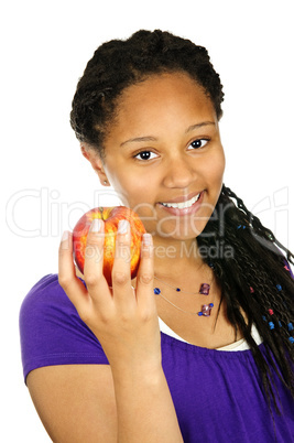 Girl holding apple