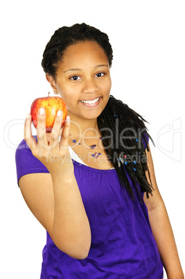 Girl holding apple